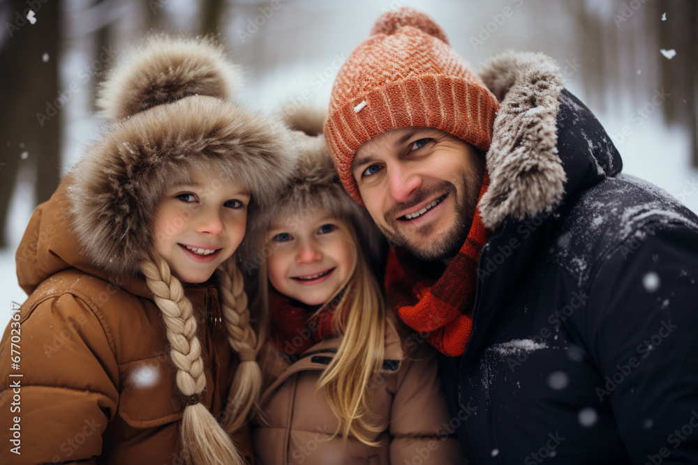happy family in winter