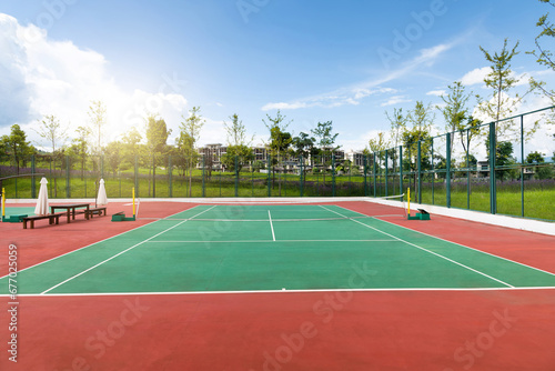 Background of empty tennis court photo