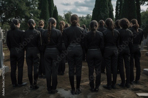 A group of young people in a cemetery looking at the tombstones