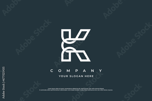 Elegant Initial Letter K Monogram Logo Design Vector
