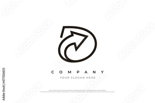 Initial Letter D Arrow Logo Design Vector