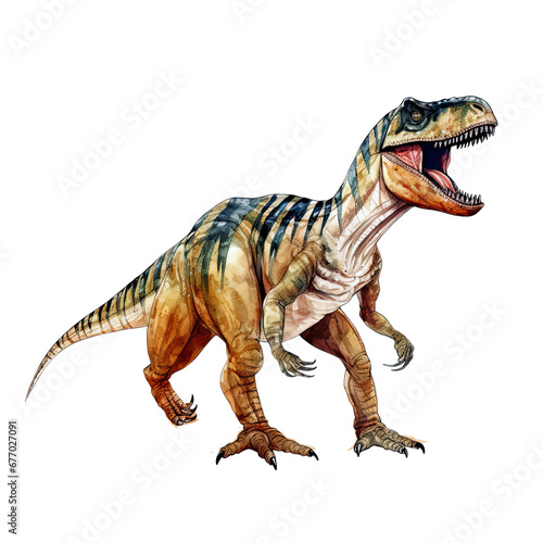 Watercolor Dinosaur Clipart Illustration. Isolated elements on a white background.