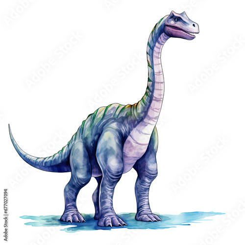 Watercolor Dinosaur Clipart Illustration. Isolated elements on a white background. © beyouenked