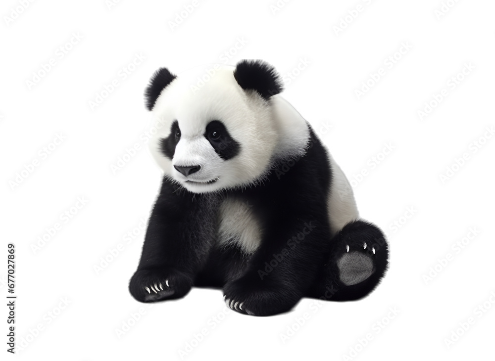 Front view, lovely panda with sitting position, isolated on transparent background. Front view, lovely panda with sitting position, isolated on transparent background.