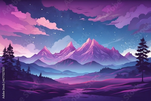 vector illustration of mountains with beautiful sky