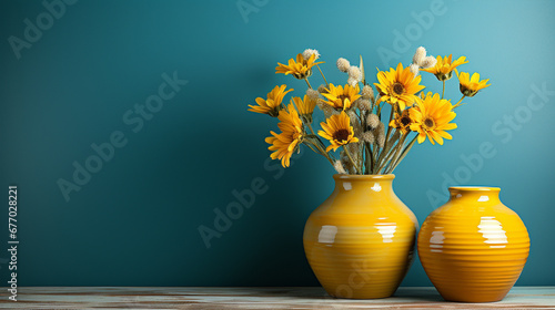 yellow flowers in vase HD 8K wallpaper Stock Photographic Image 