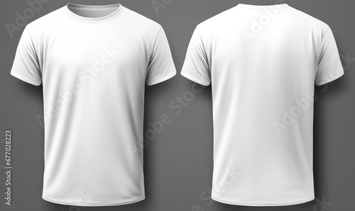 T - shirt mockup. White blank t - shirt front and back views. male clothes wearing clear attractive apparel tshirt models template, Generative AI photo