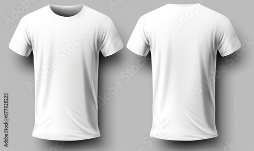 T - shirt mockup. White blank t - shirt front and back views. male clothes wearing clear attractive apparel tshirt models template, Generative AI photo