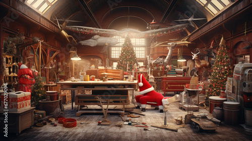 Santa Claus Crafting Toys in His Magical Workshop © PHOTOVERTICE