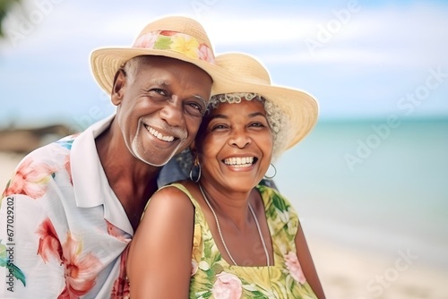 african american old couple at the beach