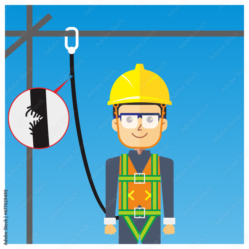 Vecteur Stock Damaged condition of safety harness webbing illustration