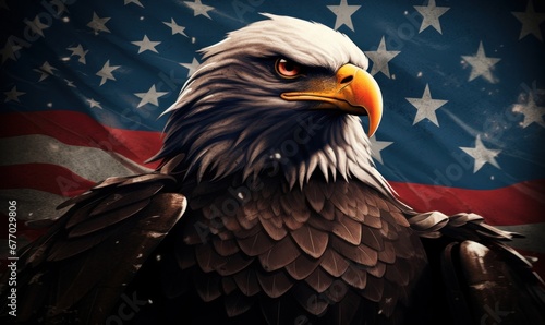 super hero eagle cover with USA flag, Generative AI photo