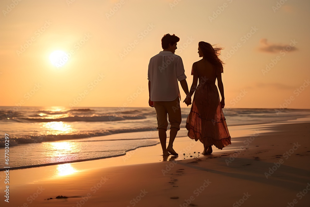 american young couple at the beach