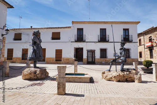 statues of don quixote and dulcinea in the town of el toboso