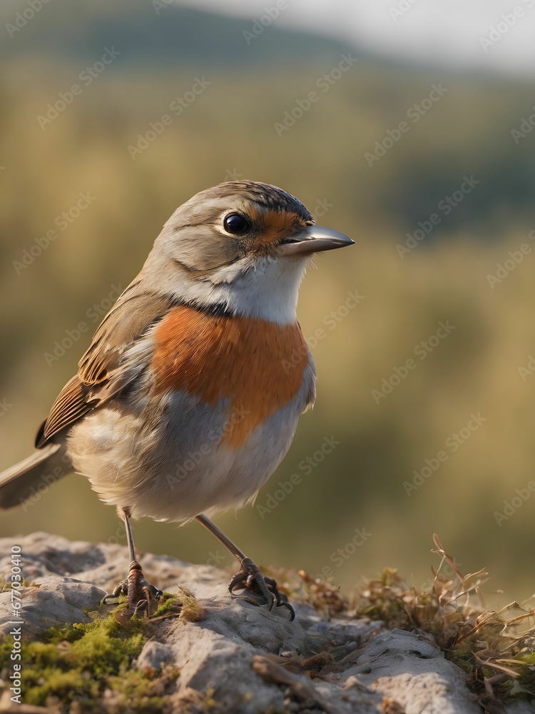 AI generated illustration of a small bird perched atop a tree branch in a lush forest setting AI generated illustration of a small bird perched atop a tree branch in a lush forest setting