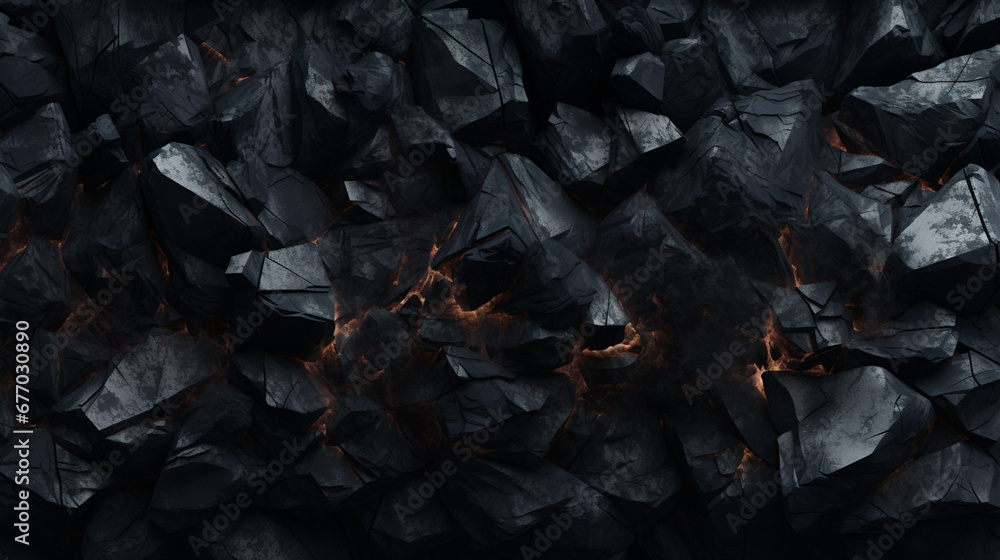 black charcoal background, in the style of, crystalline and geological forms