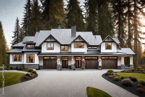 Built in the Fraser Valley of British Columbia, this rural white exterior farm style home features a double garage and custom design elements