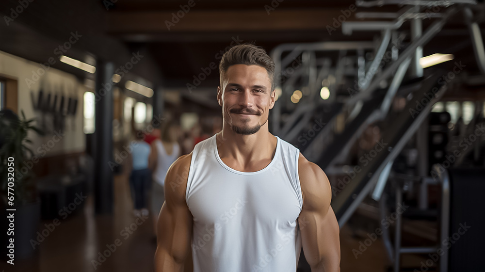 a handsome white american athlete bodybuilder with healthy muscular