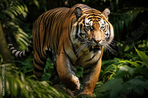 Sumatran Tiger side view in the wild