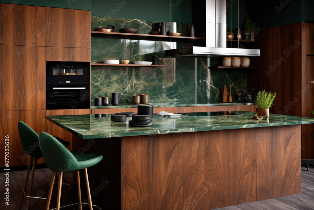 AI generation. Sleek and modern, the dark kitchen exudes industrial flair and AI generation. Sleek and modern, the dark kitchen exudes industrial flair and