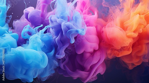 Ethereal Swirls of Blue and Pink Smoke in a Dreamlike Colorful Abstract Cloudscape
