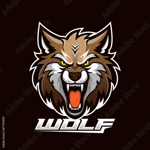 White wolves mascot esport logo design, Wolf head mascot logo design illustration, Dog mascot, Fox.