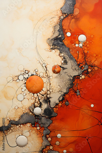 Abstract painting with different thin cells and intricate texture, particles and elements photo