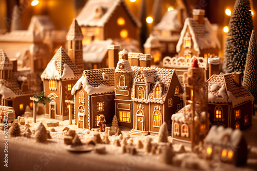 Cute gingerbread city, with small houses and details