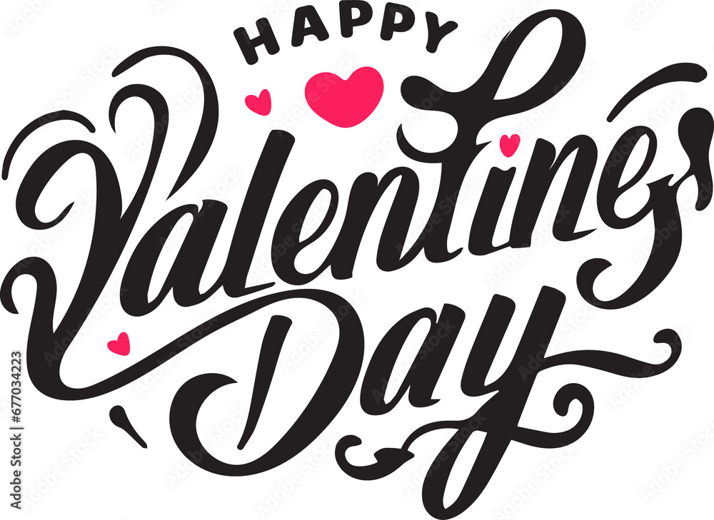 Obraz premium Happy Valentine's Day beautiful handwritten lettering. red typography line text with isolated on white background.