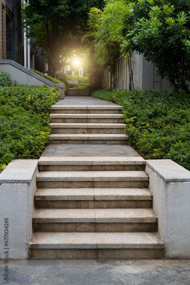 Stone staircase in the garden