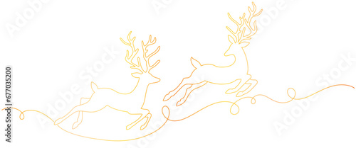 Deer line art style vector illustration