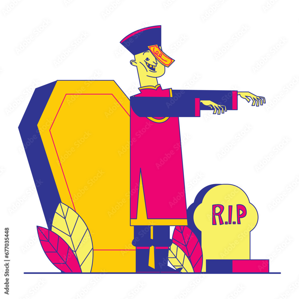 Fototapeta premium Halloween characters activity collection hand drawn flat illustration with outline