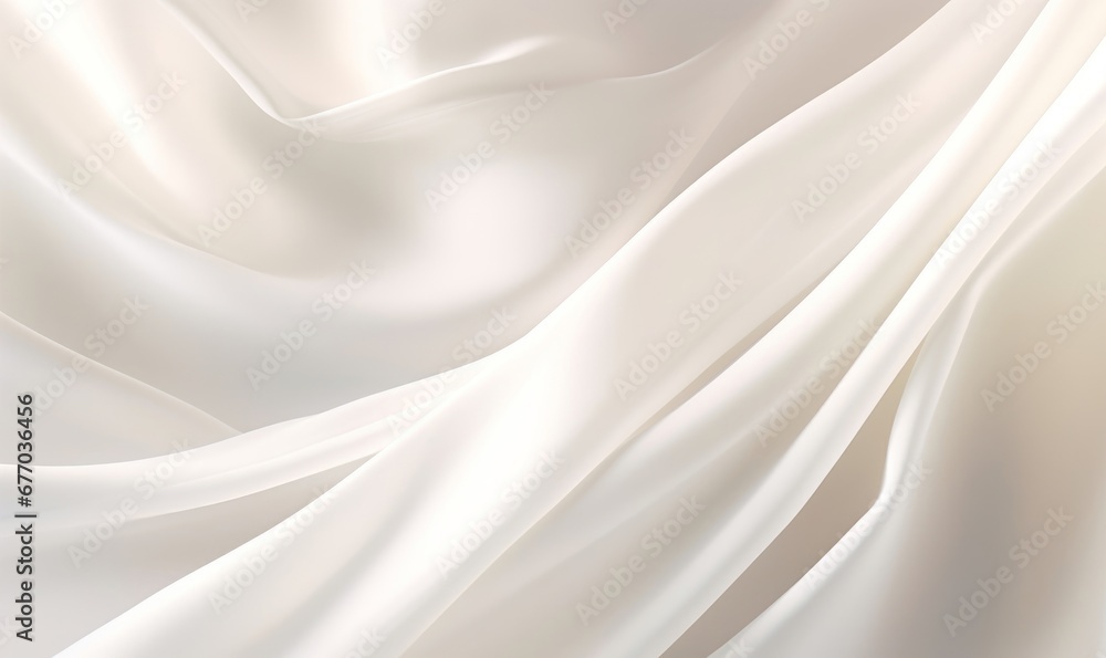 White cream blowing wavy curtain, smooth harmony drapery, sheer silky fabric cloth in soft beautiful light. Luxury, elegant beauty, cosmetic, skincare, body care, fashion product, Generative AI