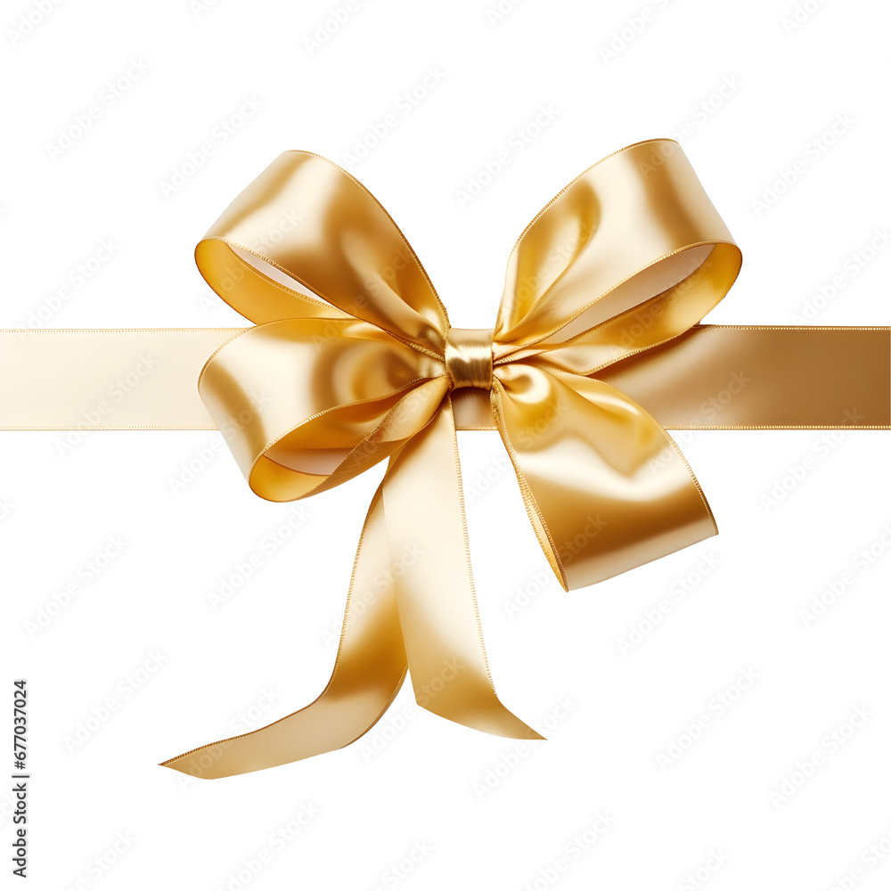 Elegant gold satin ribbon bow for a gift isolated on white. Elegant gold satin ribbon bow for a gift isolated on white.