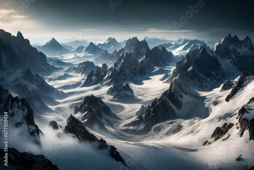 A view of the Alps' stunning, somber terrain