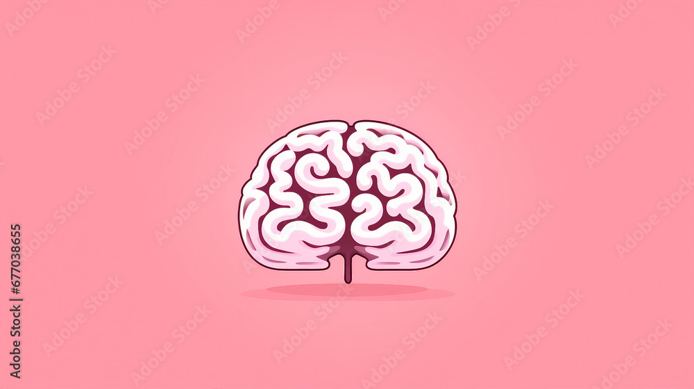 brain icon vector flat on pink, human mind concept illustration brain icon vector flat on pink, human mind concept illustration