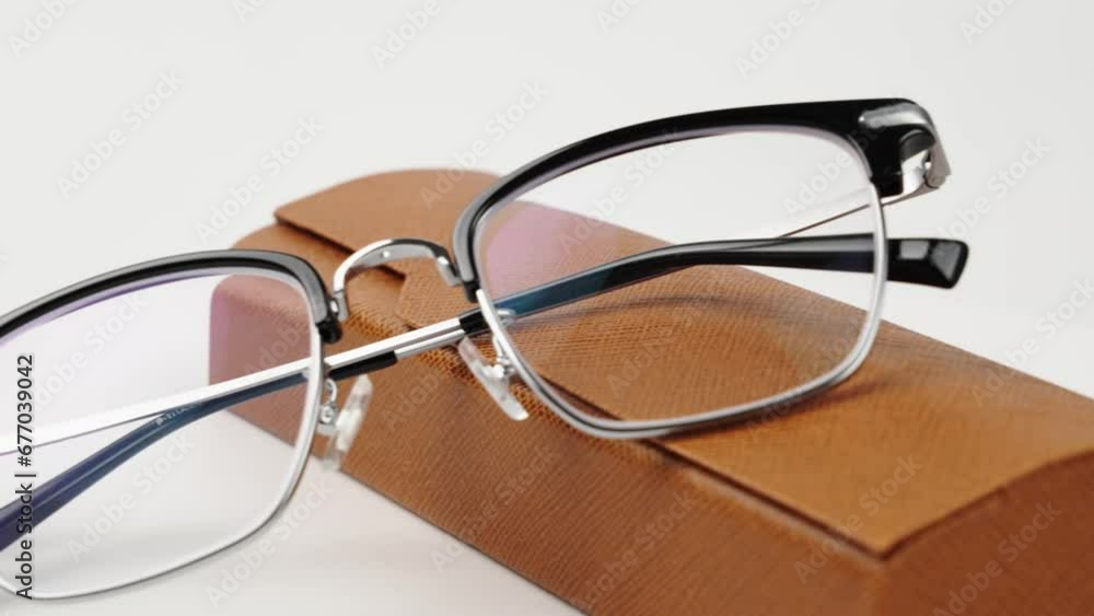 Stylish black glasses on white background. Stylish black glasses on white background.
