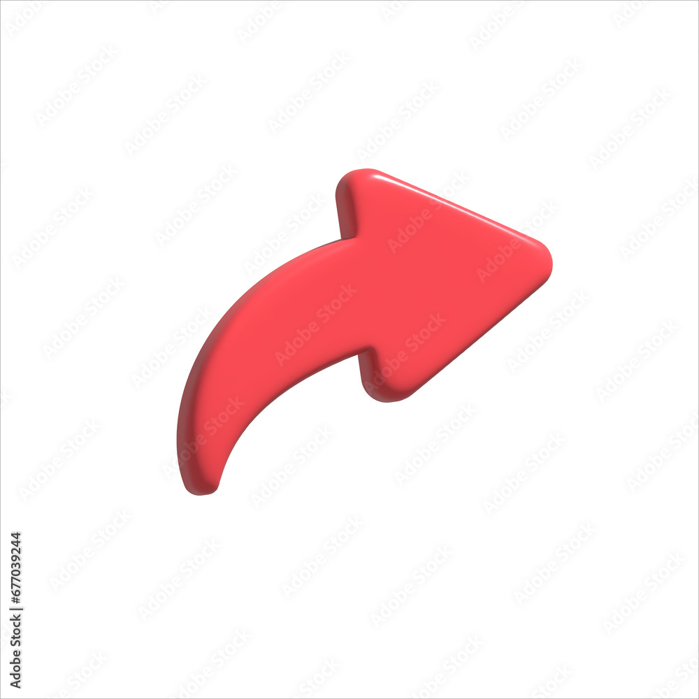 Share icon 3d red color Share icon 3d red color