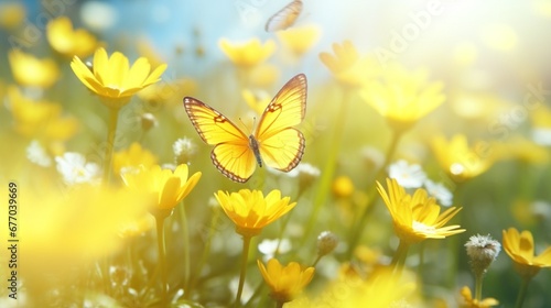 yellow flowers on grass © Seemi