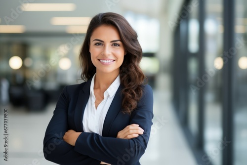 a business woman suit with her arms crossed