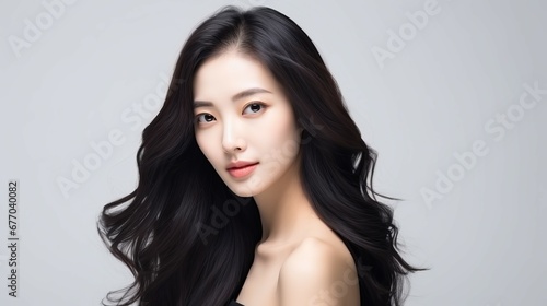 Asian girl hair product model with black hair