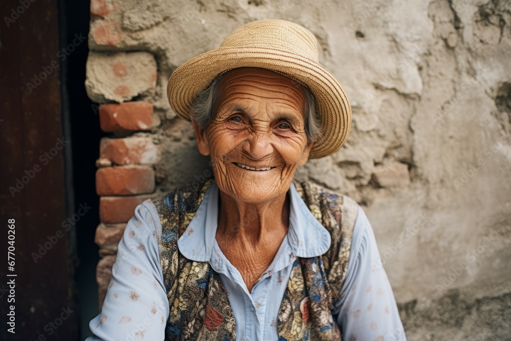 an old woman smile at camera