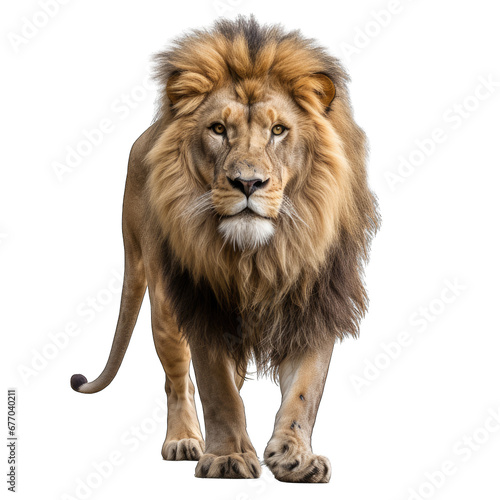 Lion Walking Front View Isolated on Transparent or White Background  PNG