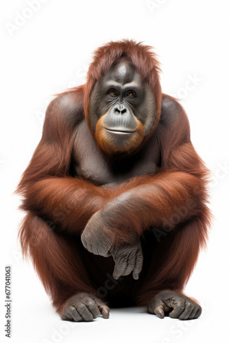 Orangutan sumatra borneo isolated on a white background created with Generative AI Technology 