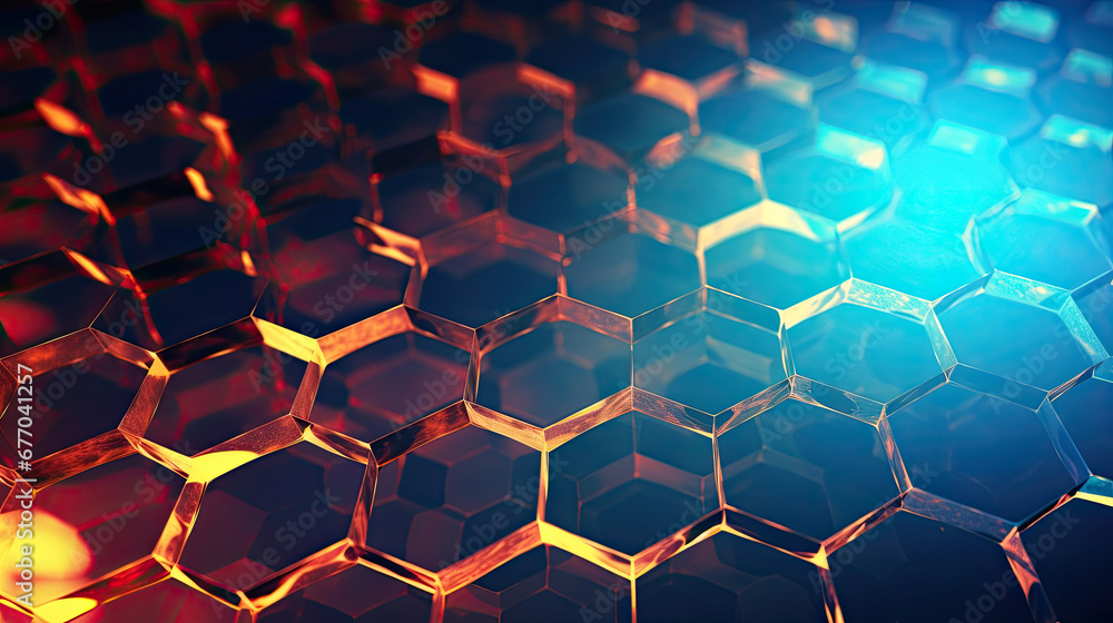 abstract background with serious and simple Hexagons honeycomb forming Microscopic Cell Texture pattern created with Generative AI Technology  - obrazy, fototapety, plakaty 