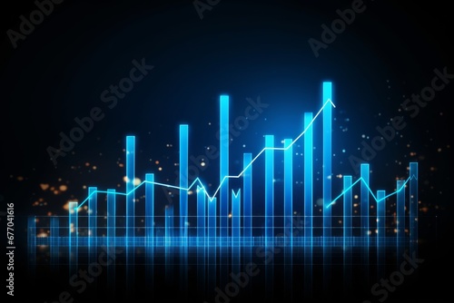 Futuristic raise arrow chart digital transformation abstract technology background. Big data and business growth currency stock and investment economy. AI photo