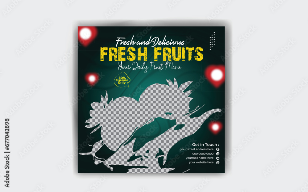 Fresh fruits social media post design template