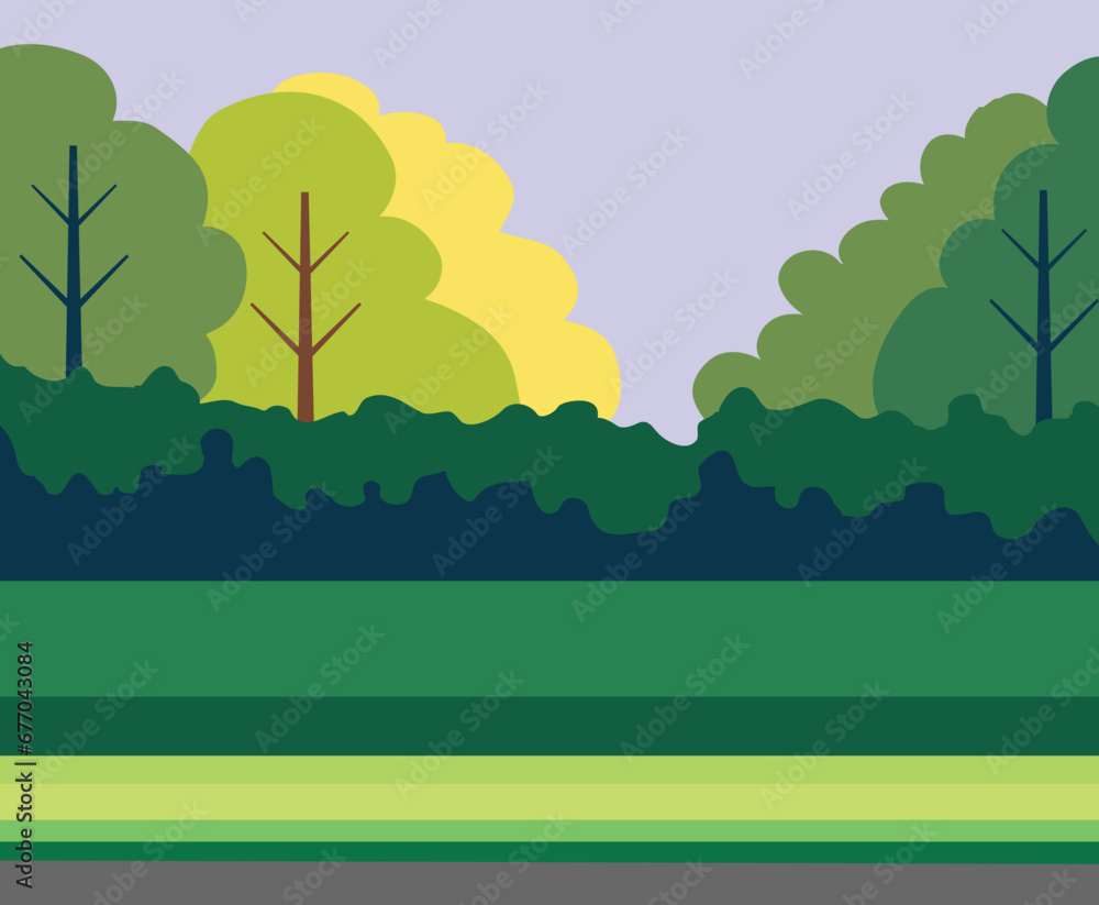 Obraz premium landscape with tree vector illustration