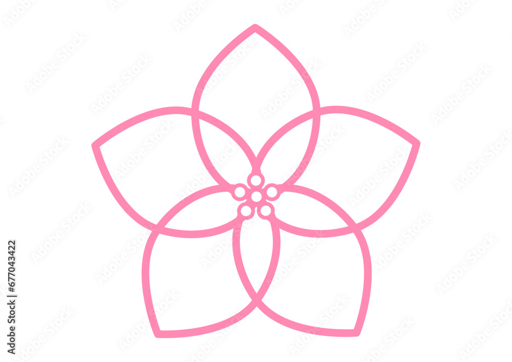 桜の花びらのアイコン素材 個性的でおしゃれなピンク色の桜の花のイラスト 桜の花びらのアイコン素材 個性的でおしゃれなピンク色の桜の花のイラスト