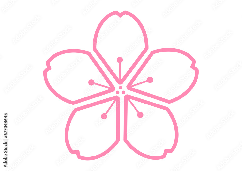 ピンク色の桜の花びらのアイコン素材のイラスト